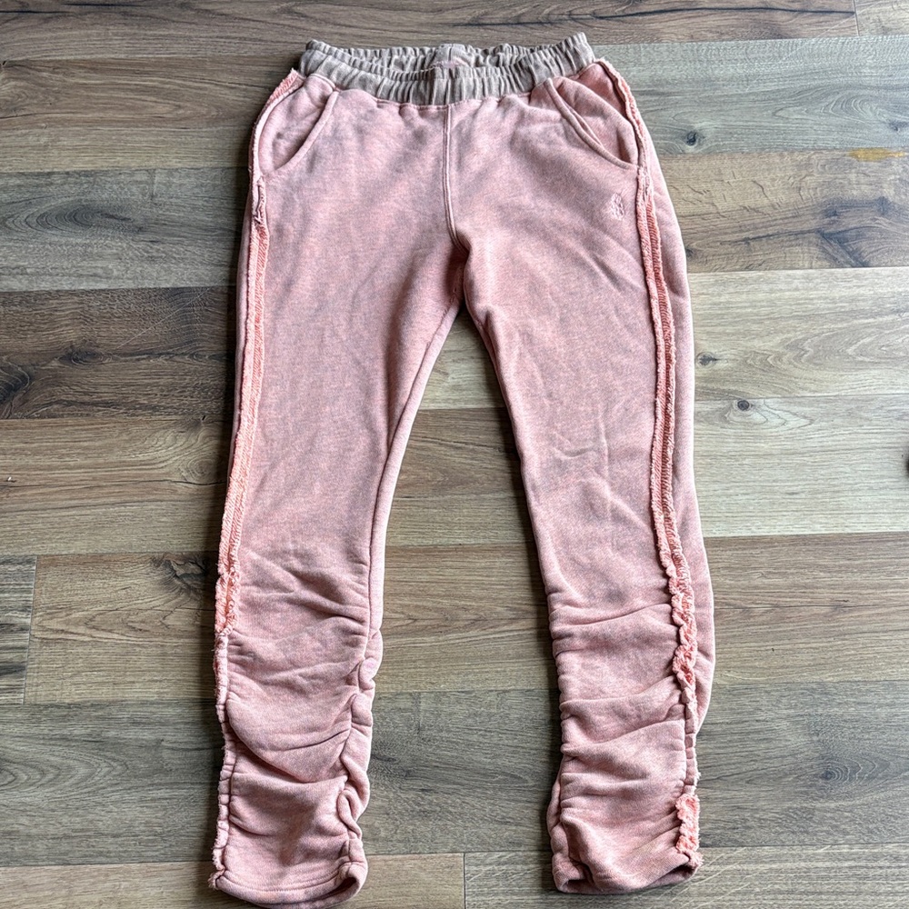 Free People Pink Ruched Track Pants